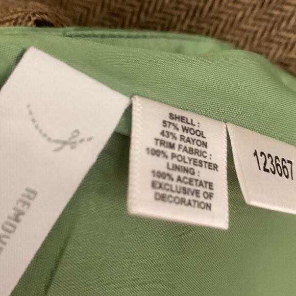 Ann Taylor Loft Size 6 Green Tan Brown Midi Wool Rayon Polyester Acetate New - Picture 9 of 10